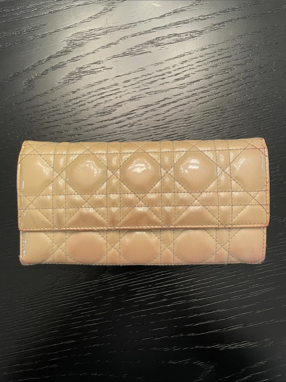 Christian Dior Cannage Patent Leather Lady Dior Rendezvous Wallet AS IS